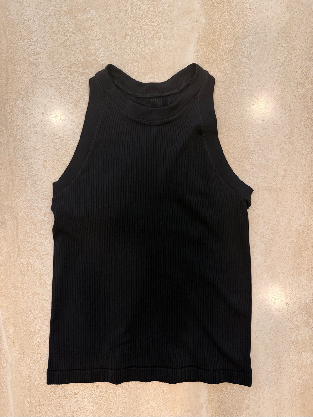 Athleta Black Ribbed High-Neck Tank Top